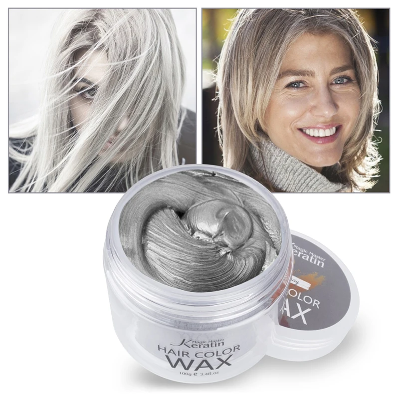 

MMK Color Hair Wax Styling Pomade Grey Disposable Natural Hair Strong Gel Cream Hair Dye for for Party, Festival & Cosplay