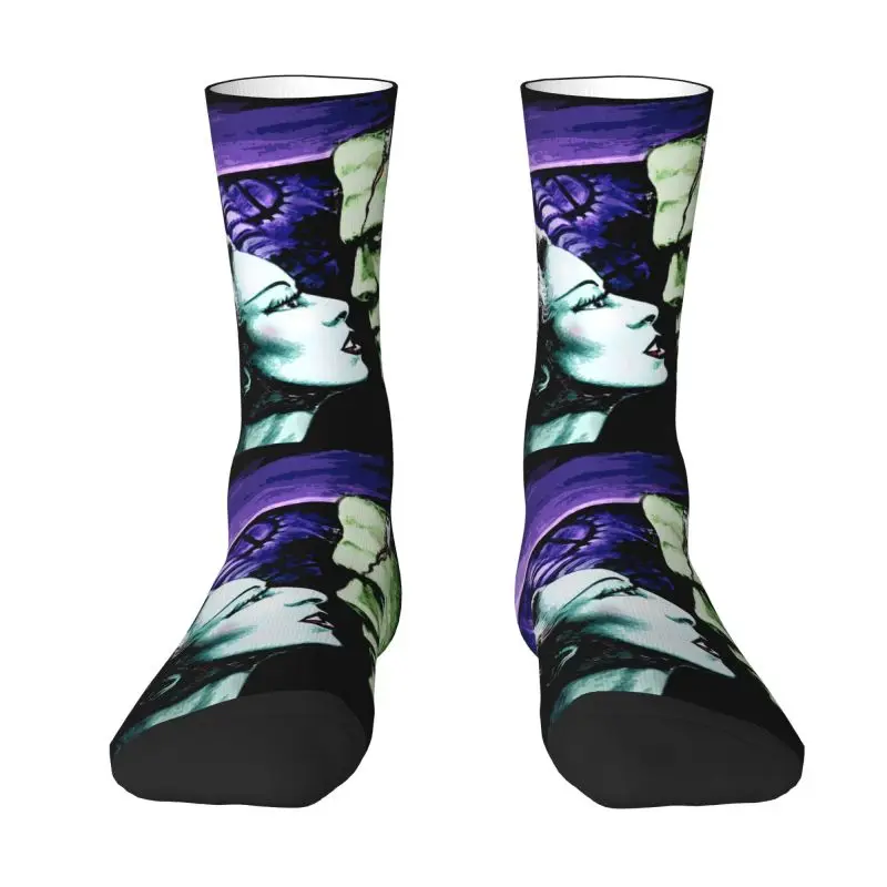 Funny Men's Bride Of Frankenstein Dress Socks Unisex Warm Comfortable 3D Printing Science Fiction Horror Film Crew Socks