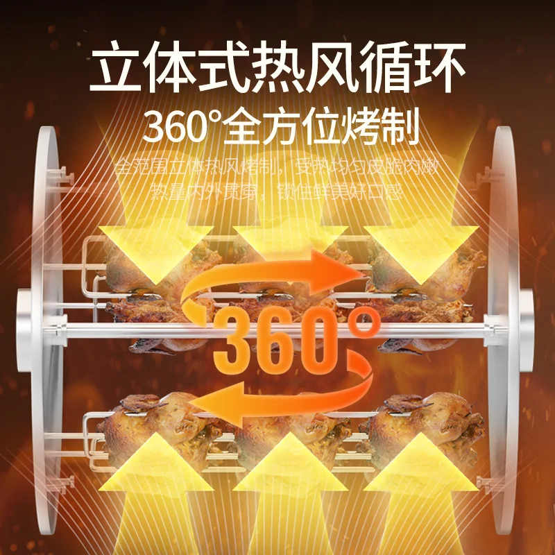 Hot Air Rotary Chicken Oven Electric Heating Fast Electric Grill Visual Glass Roast Chicken Legs