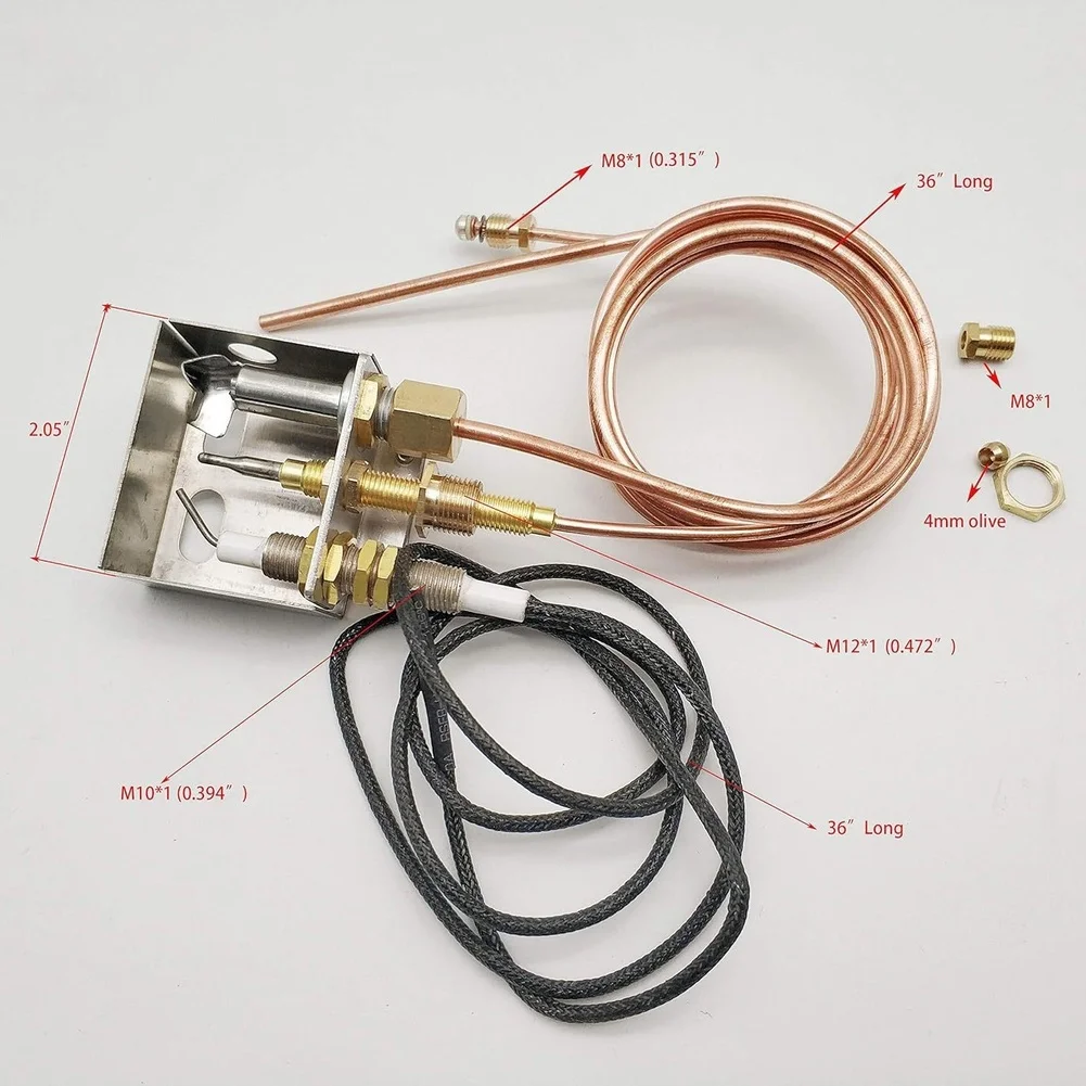 Propane Gas Pilot Burner Assembly Kit With Thermocouple For Fireplace Heater Replacement Parts Stainless Steel Ignition Tool