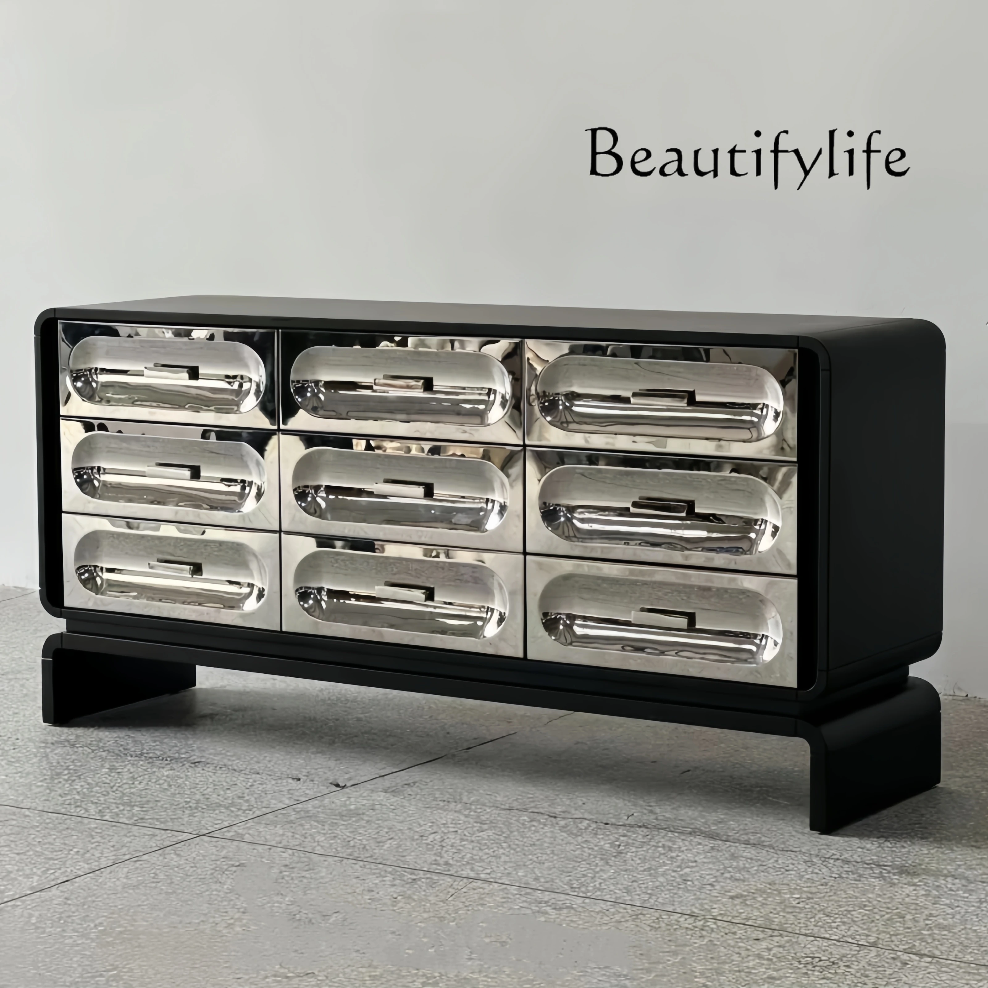 Medieval solid wood bucket cabinet designer living room home light luxury retro wabi sandy wind storage cabinet locker