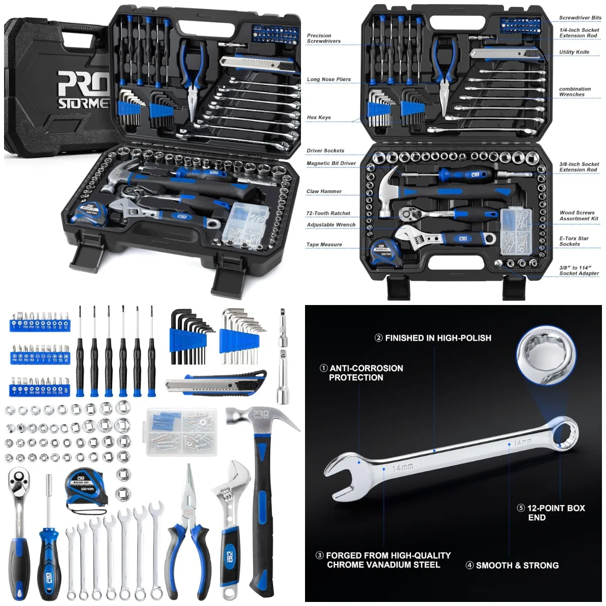 

200-Piece Hand Tool Set with Toolbox for Home & Auto Repair, DIY Maintenance
