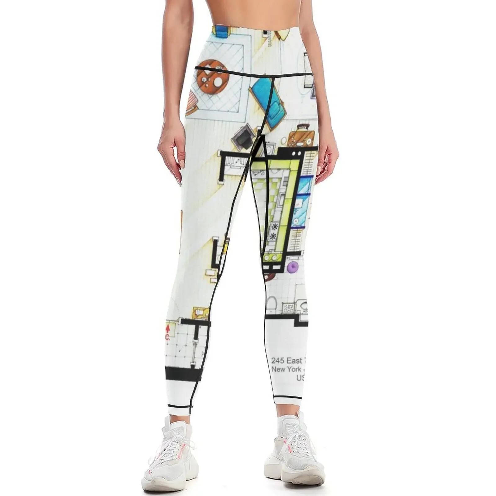 

Carrie Bradshaw's Apartment Floorplan v.2 Leggings sports tennis for Women's sports pants sports for Womens Leggings