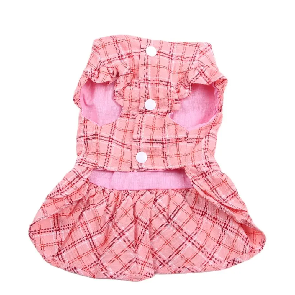 New Dog Cat Dress Shirt Plaid&Bow with Matching Dog Leash Pet Puppy Skirt  Spring/Summer clothes apparel 5 sizes