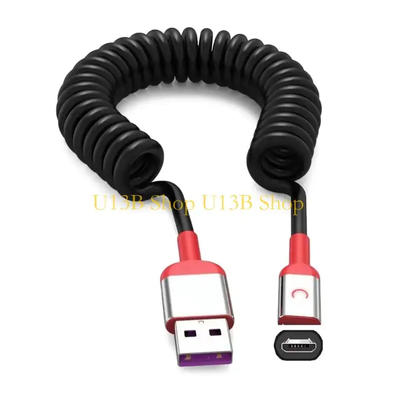 

U13B 66W 5A Colied USB C Cable Fast Type C Cord for Android Phone Spring USB Charging Cable Wire Data Transfer Line