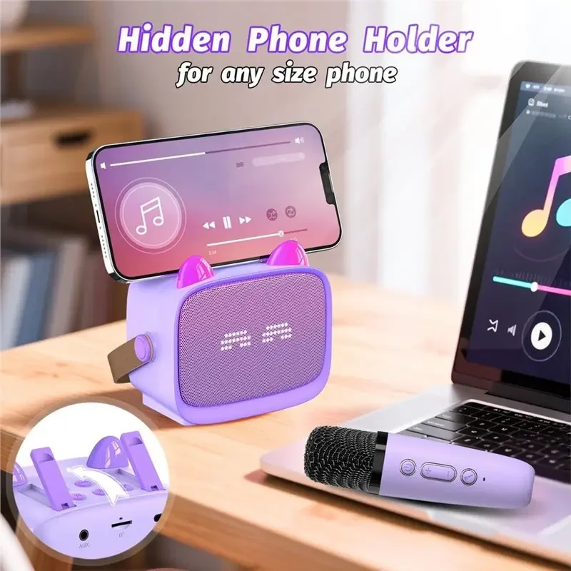 

Colorful HIFI Stereo Bluetooth Speaker Portable Mini Wireless Karaoke Machine With 2 MicFor Home Singing with EQ RGB Light Audio