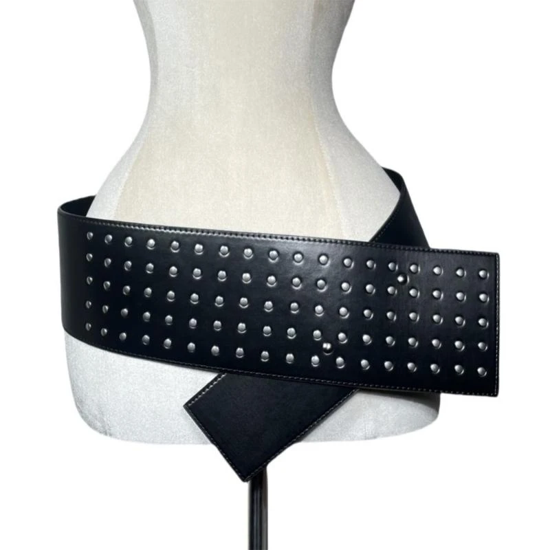 เข็มขัดเอวกว้าง 39BB โซ่ studded studded สำหรับชุดเครื่องแต่งกายแบบสบาย ๆ สำหรับชุดกางเกงยีนส์