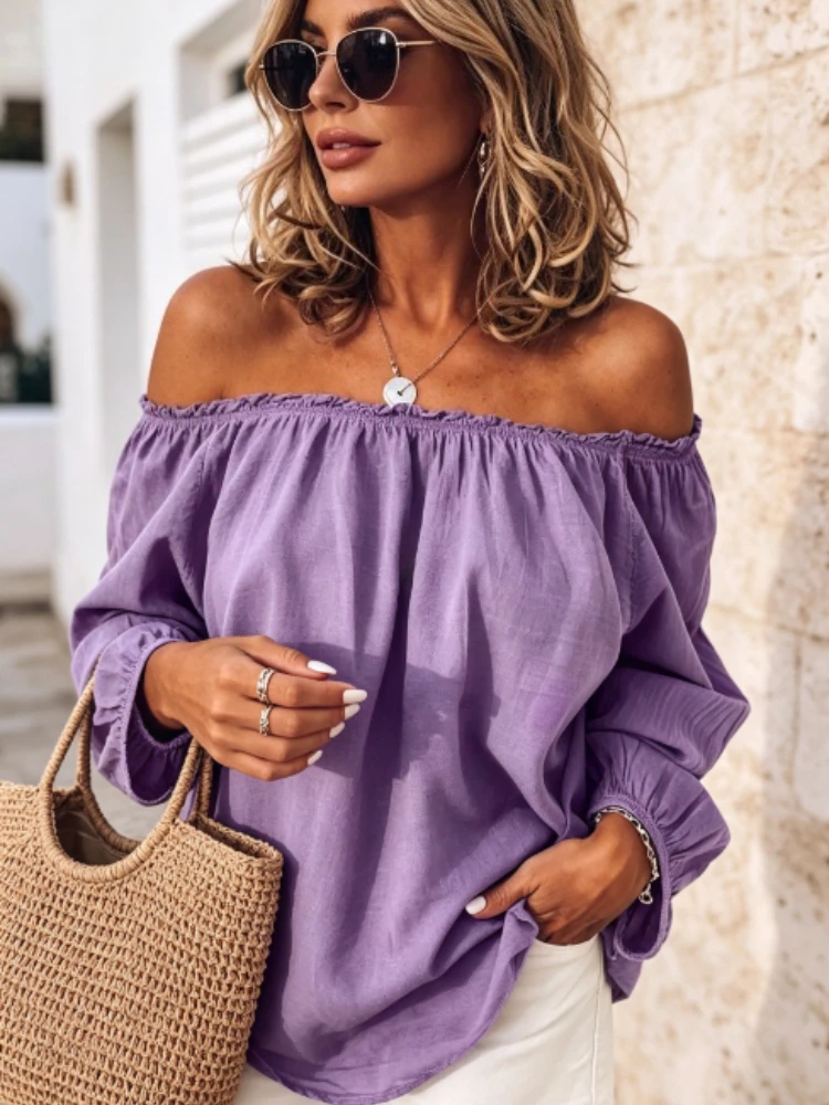 Blouse Off Shoulder - New Chic Women's Off-the-shoulder Women's Long-sleeved
