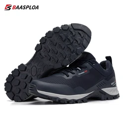 Baasploa Men Outdoor Shoes Comfort Leather Waterproof Hiking Shoes for Men New Fashion Casual Sneakers Non-Slip Wear Resistant