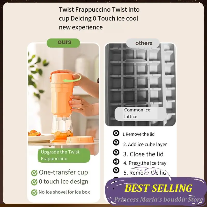 

AB30-Portable Ice Cube Mold Release Ice Cup Kitchen Bar Gadgets Rotate-Type Ice Cube Tray Easy To Use White