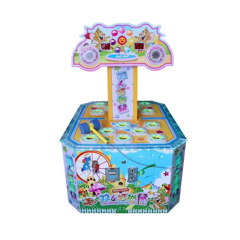 Kids Coin Operated 2 Players Whack A Mole Arcade Knock Hamster Game Machine For Shopping Malls