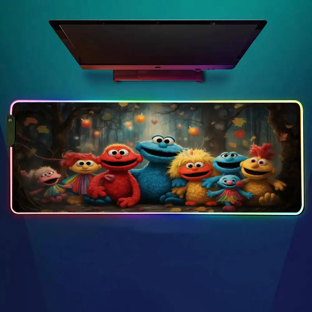 

Childhood Sesame Streat Mouse Pad RGB Gaming Mouse Pad Desk Mat HD Gamer Large LED Light XXL MousePads