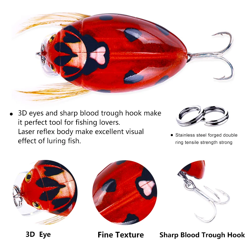 HENGJIA 1PCS 3,8 cm 4g Künstliche Marienkäfer Angeln Köder Zikade Käfer Insekt Wobbler Angeln Lockt Topwater Für bass Karpfen Angeln – Detail 2