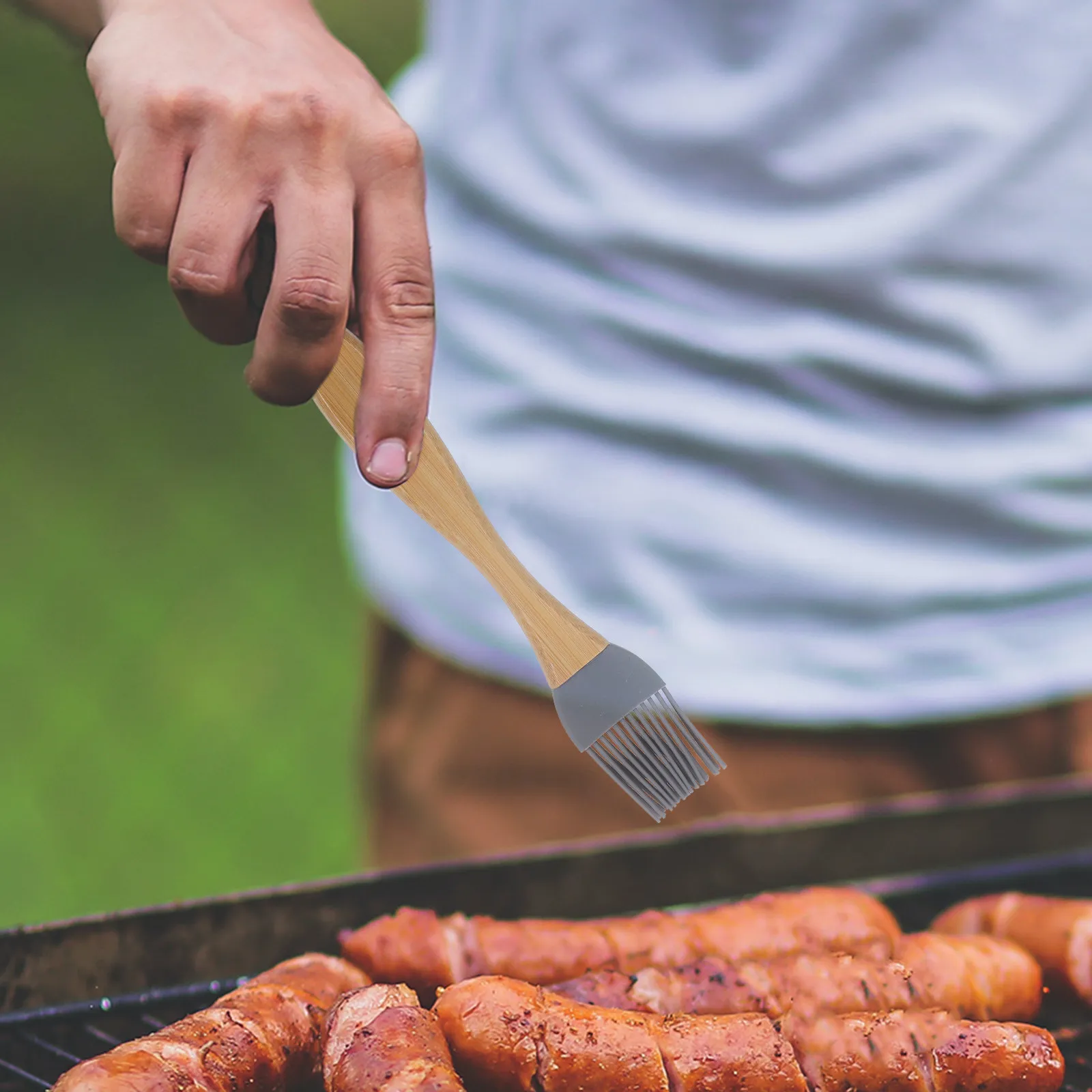 

1Pcs Premium Food Grade Silicone Oil Brush with Natural Wood Handle for Indoor Outdoor Cooking Baking Bbq Basting High