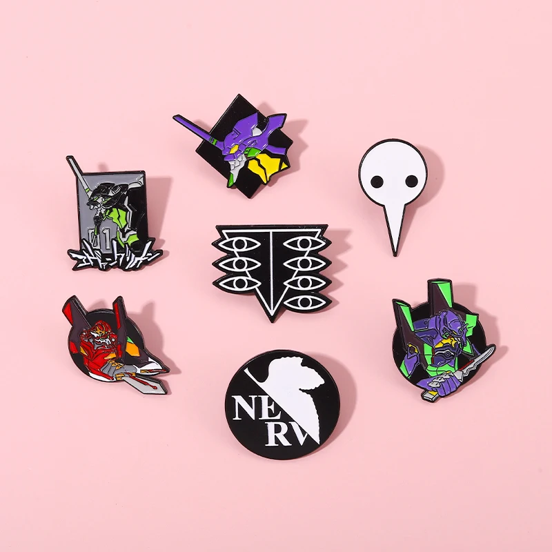 Fashion Technology Anime Badge Cartoon EVA Robot Metal Enamel Brooch Trendy Personality Lapel Backpack Jewelry Accessories Gift