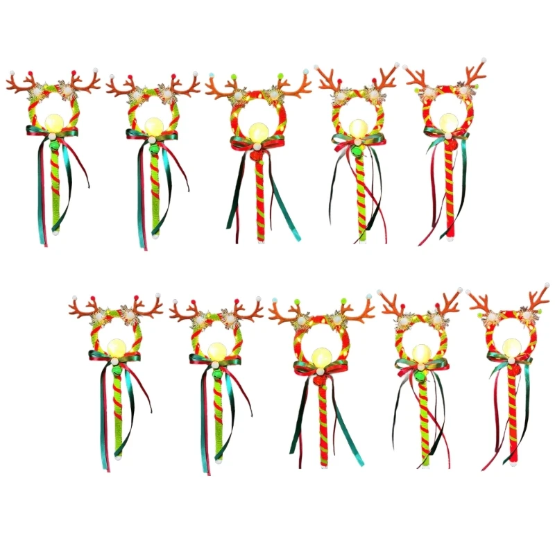 Pacote 10/15 chifres rena iluminados, varinha brilhante, tema bastões iluminados para comemorações festas