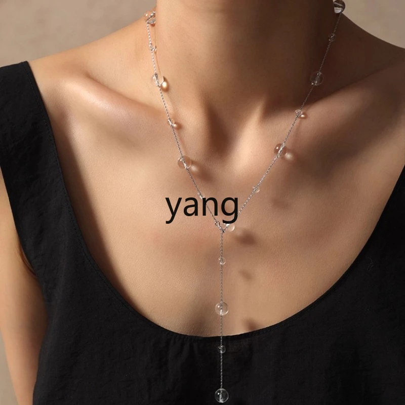 

LMM white crystal necklace women's light luxury niche design sense fashion atmosphere accessories