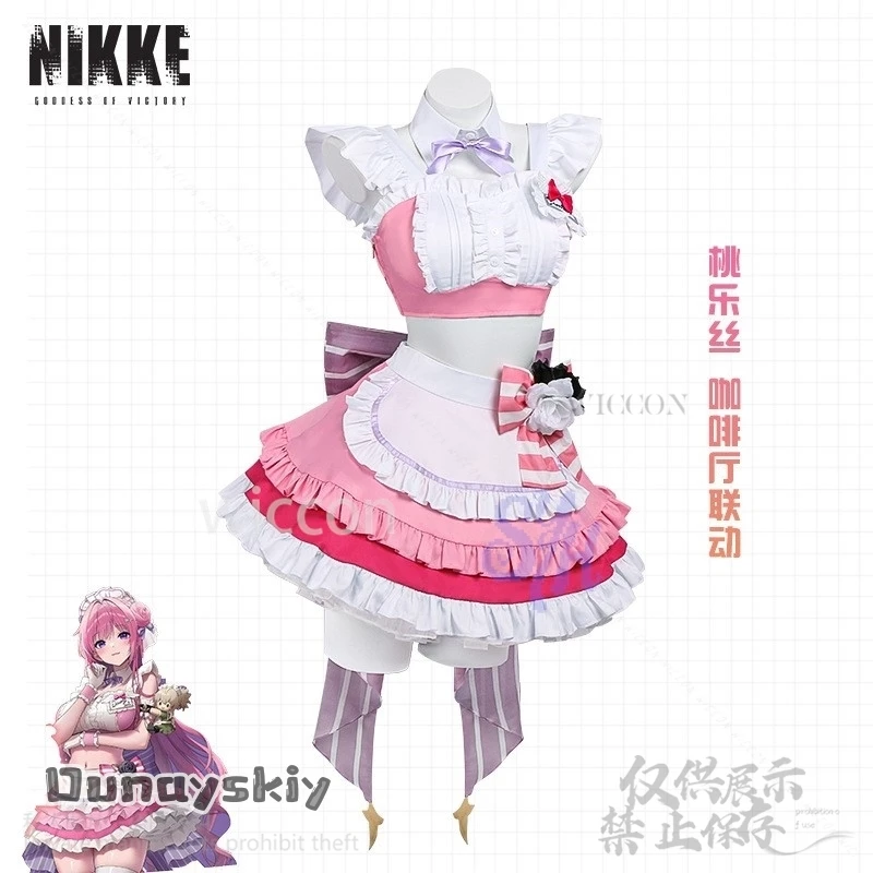 Anime Game NIKKE：The Goddess Of Victory Cosplay Dorothy Doro Coffee Maid Costume Kawaii Pink Ruffles Bow Cake Dress Halloween