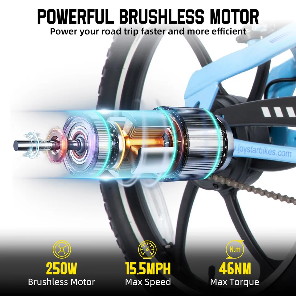 JOYSTAR 20 Inch Electric Bike for Kids & Teens Ages 7+ 250W Brushless Motor 15 Miles 15.5MPH Electric Mountain Bicycle Removable Battery Dual V-Brakes image 7