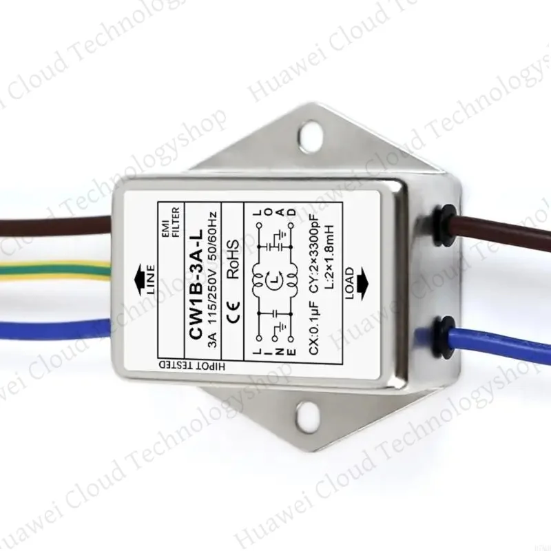 Power filter single/double stage CW1B-3A6A10A-L (040) with wire for audio frequency purification of AC/DC interference