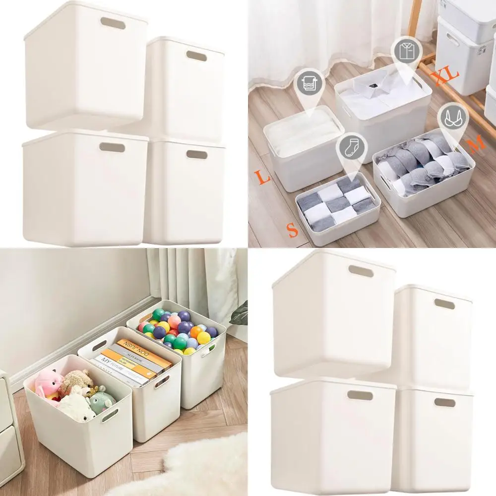 

Large White Plastic Storage Bins with Lids and Handles, Ideal for Toys, Baby Items, Snacks, Nursery, Playroom, Bedroom, Office,