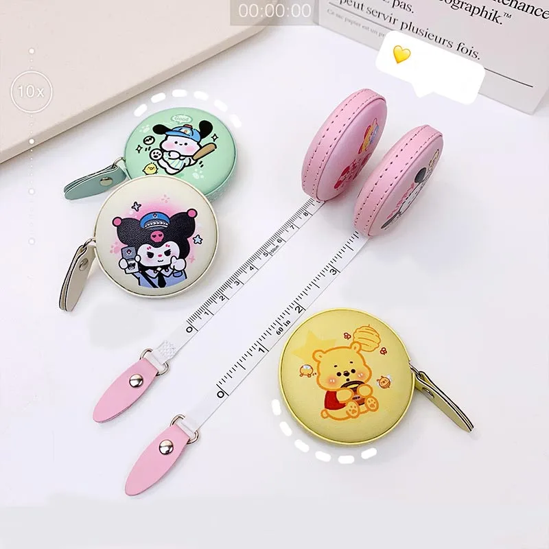 Kawaii Sanrio Tape Measure Kuromi Cinnamoroll Pochacco Cute Anime Portable Three Circumference Measuring Ruler Accessories Gifts