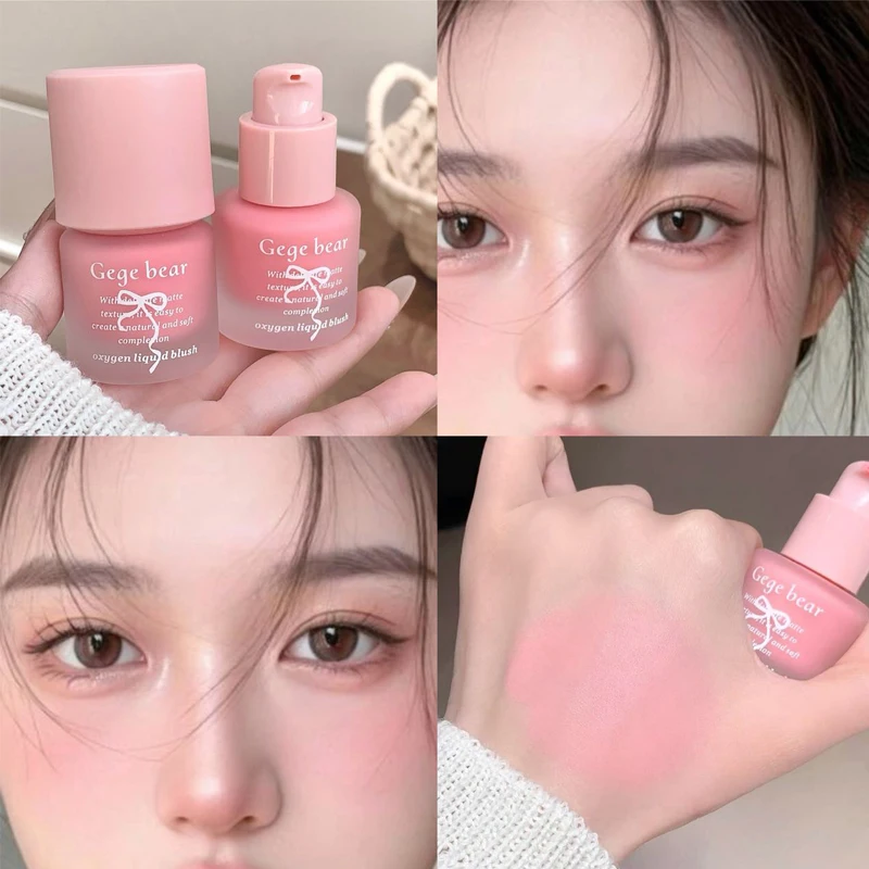 Rubor líquido rosa claro suave de belleza, duradero, contorno Natural, colorete bajo saturo, resistente al agua, colorete Facial, maquillaje coreano
