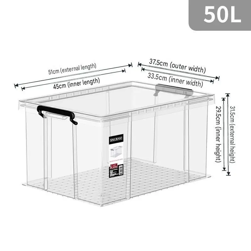 Transparent plastic storage box for home clothes, cotton quilts, moisture-proof storage box for miscellaneous items