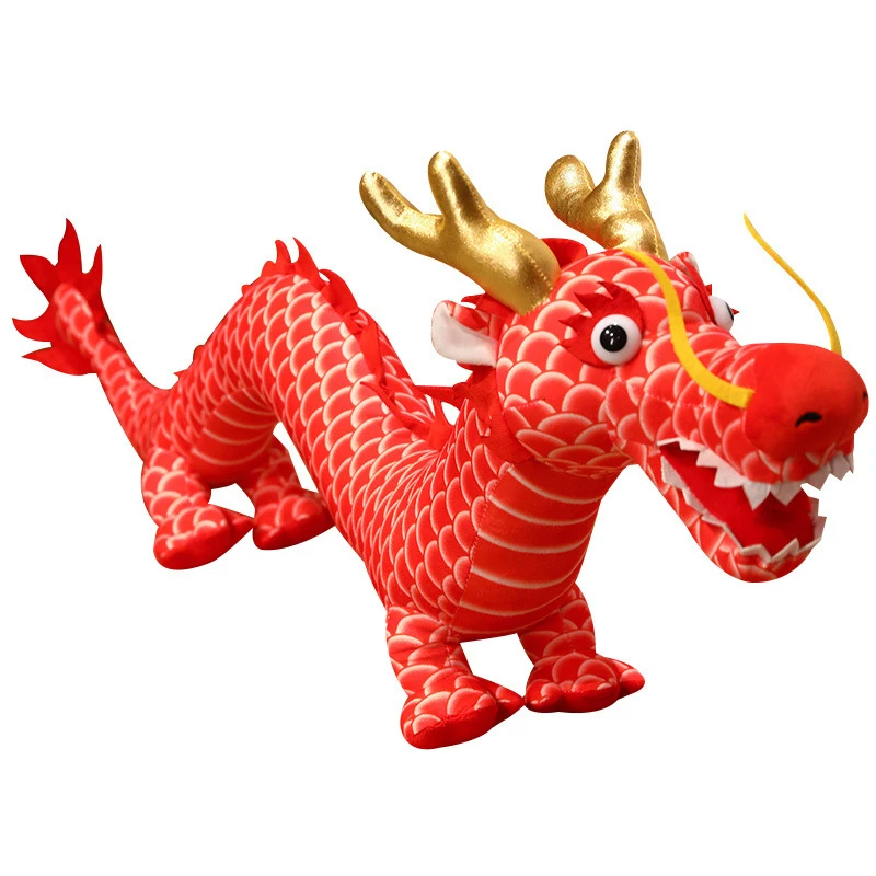 Cartone animato zodiaco drago anno mascotte drago cinese peluche morbido peluche drago bambola capodanno Decor