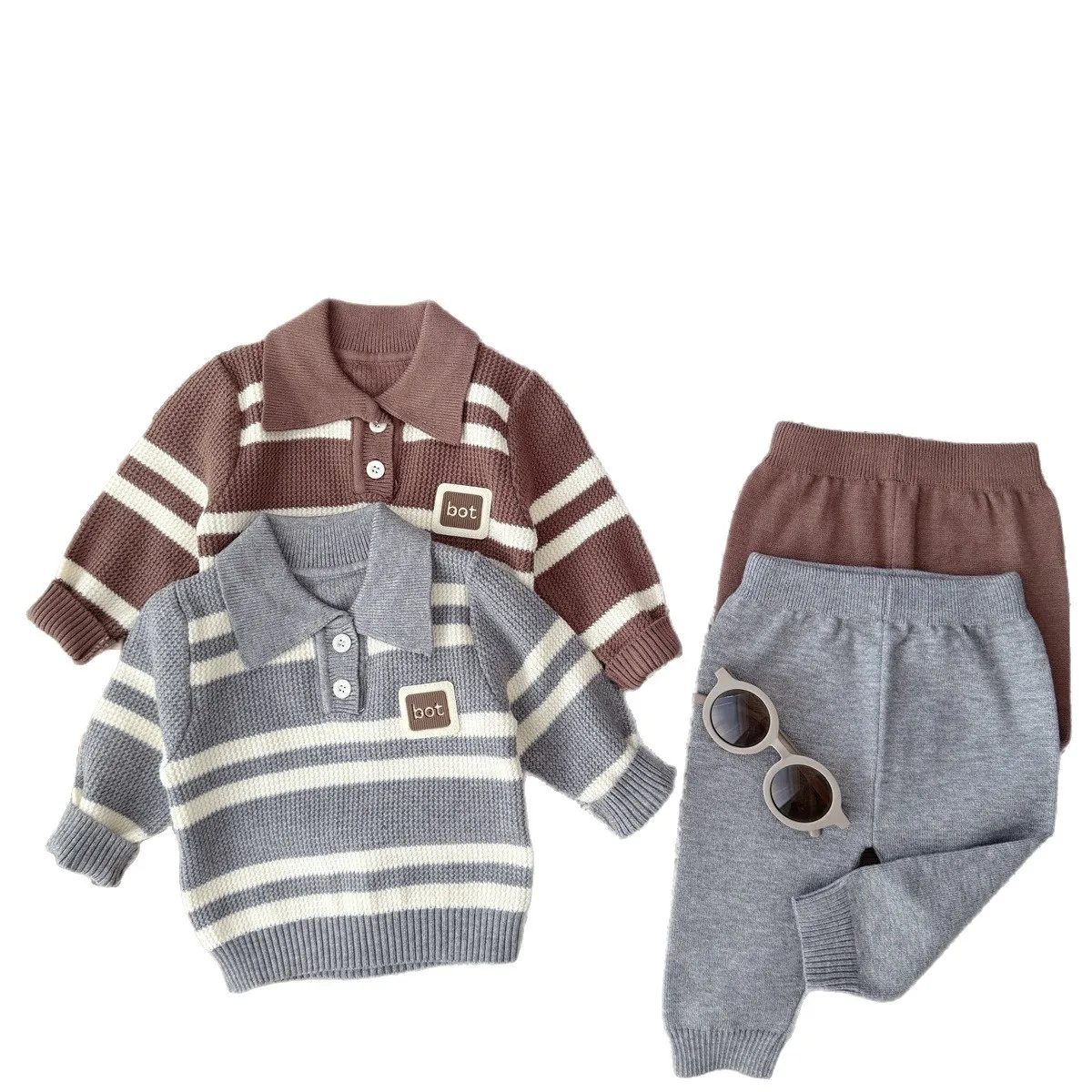

Baby Clothes Sets Striped knitting winter Newborn clothes set Boy Girl Infant Clothing Tops And Pants 2pcs