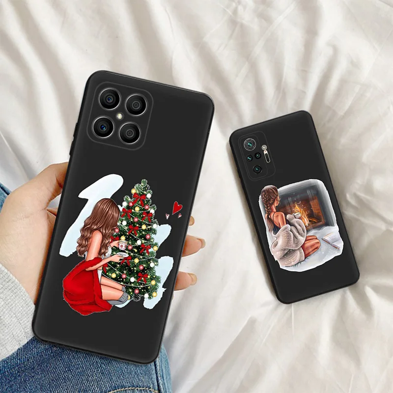 Soft Anti-Drop Phone Case For Honor X7b X6 70 90 X8 b X9A X9B Magic5 Pro Christmas Tree Beauty Girl Pixel 8A 7A 6A 6 7 8 Cover