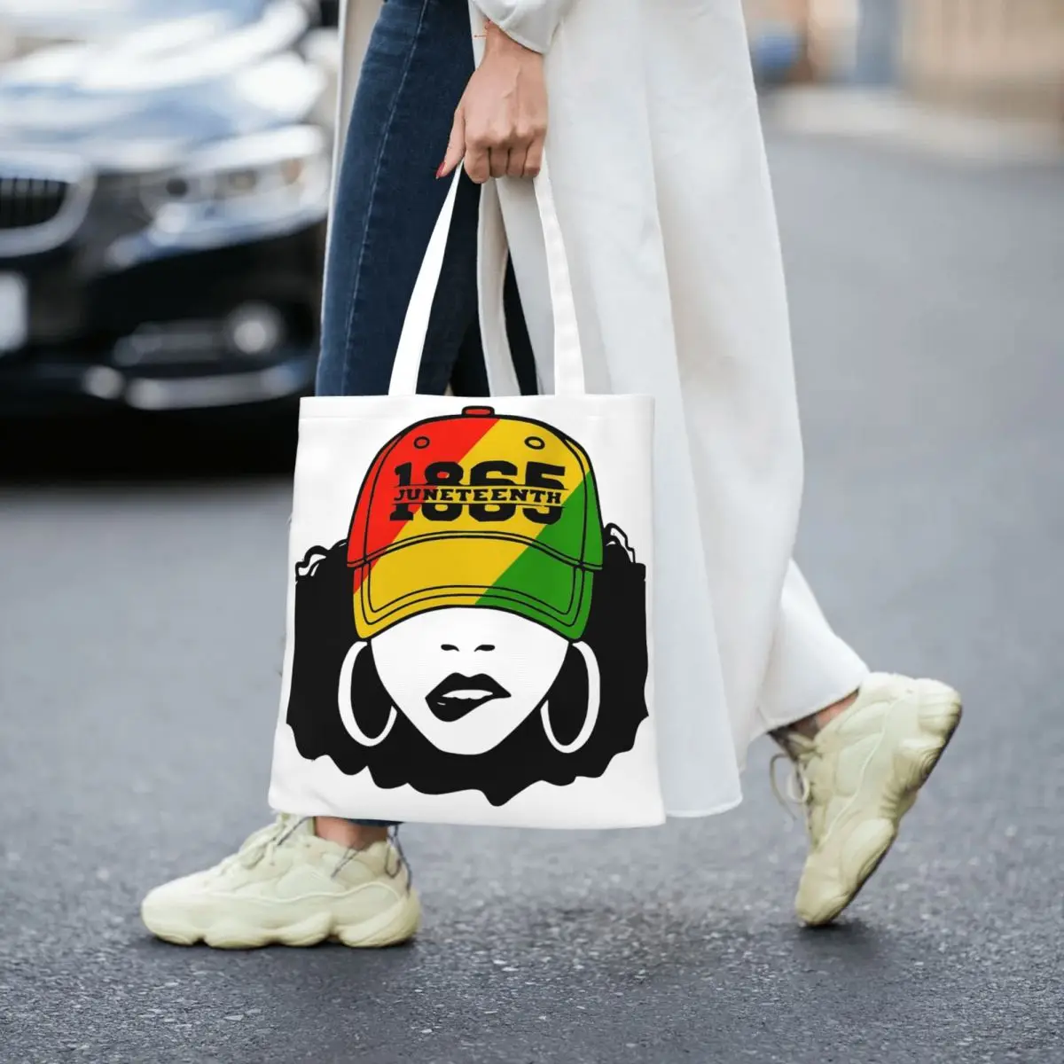 Sexy Juneteenth Girl Black Girl Magic Canvas Tote Handbag Freeish Since 1865 Afro Black Woman Gift Grocery Bags Shopping Bags