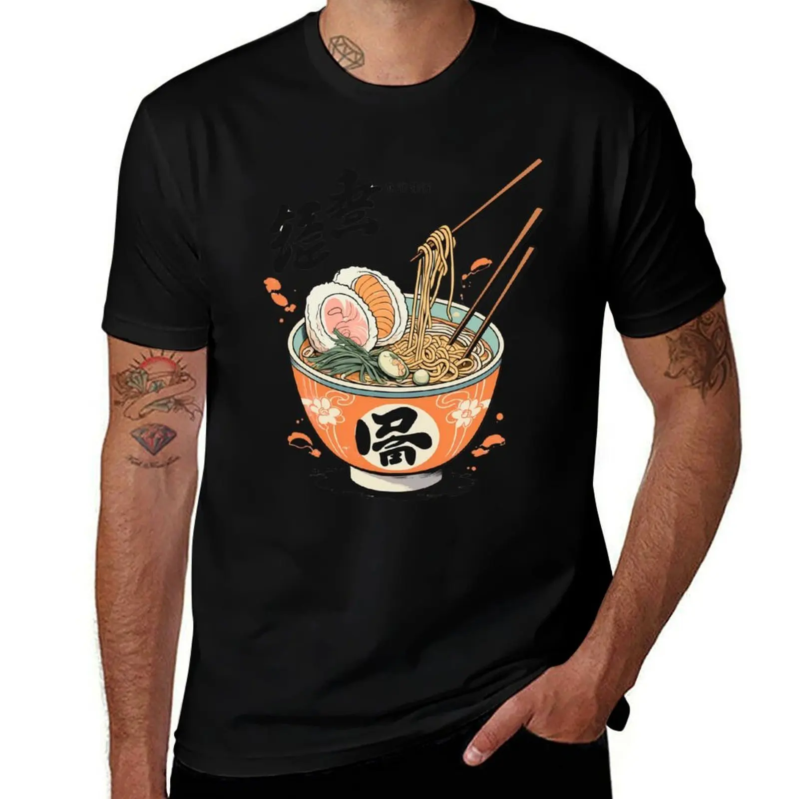 

Классическая футболка Ramen Bowl — японский суп с лапшой и иллюстрацией, футболки, рубашка в стиле аниме, мужские футболки высокого качества