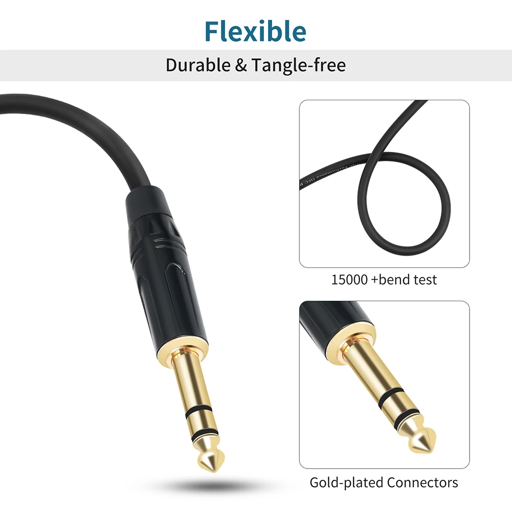 1/4 Inch TRS Cable 1M 2M 3M 5M 10M Quarter Inch 1/4 TRS To TRS Stereo Audio Cable Guitar Cable for Electric Guitar Bass Etc