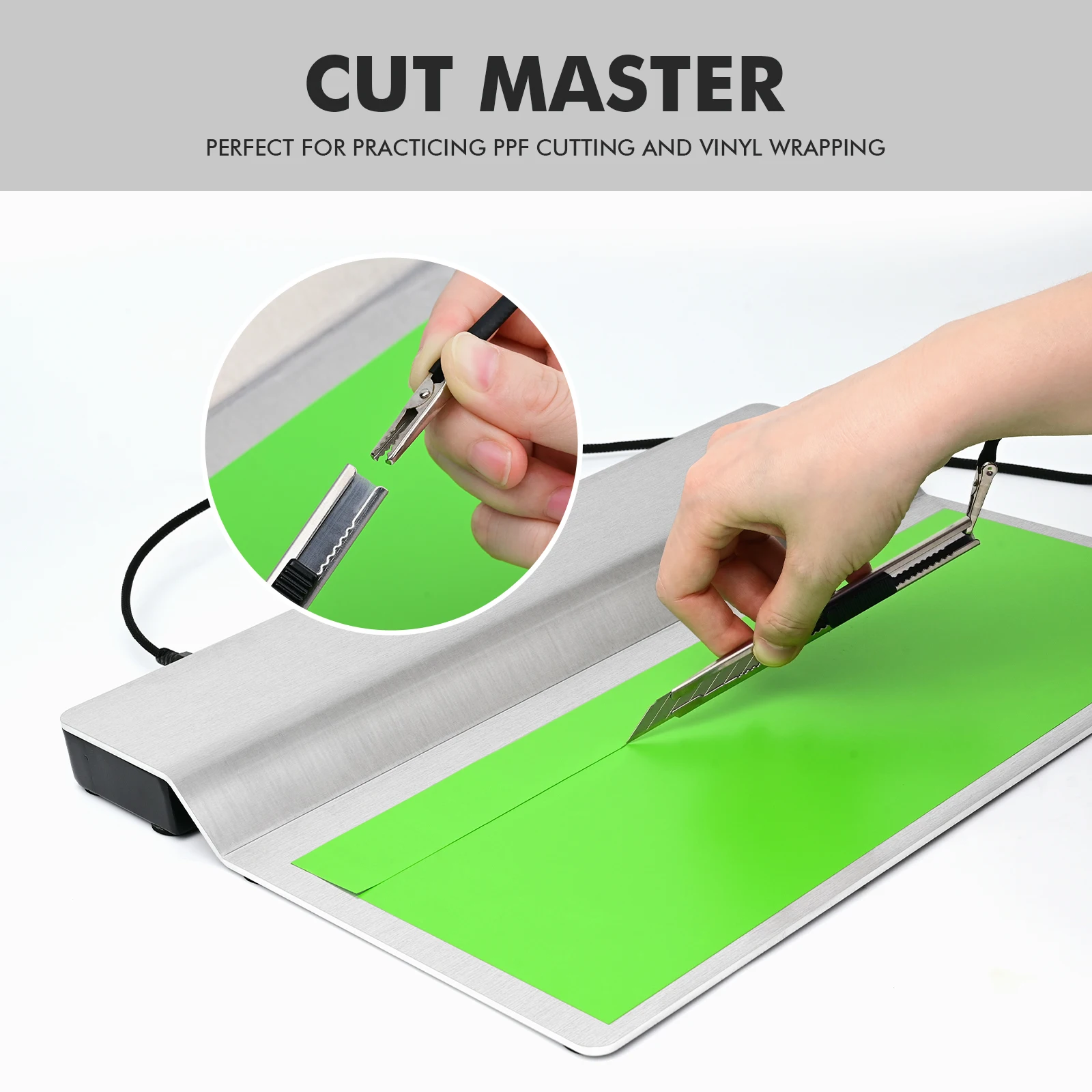 FOSHIO Car Film Cutting Buzzer Tester Hard Pad Carbon Fiber Vinyl Wrapping Window Tint Decal Safety Precise Cut Practice Device