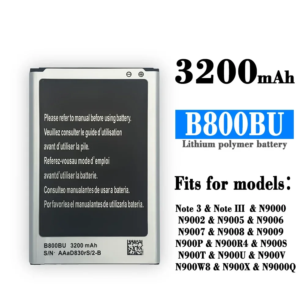 100% оригинальный сменный аккумулятор B800BU для мобильного телефона Samsung Note 3 N9000 N9002 N9005 N900S N900T N900W8 N9000Q, аккумуляторы