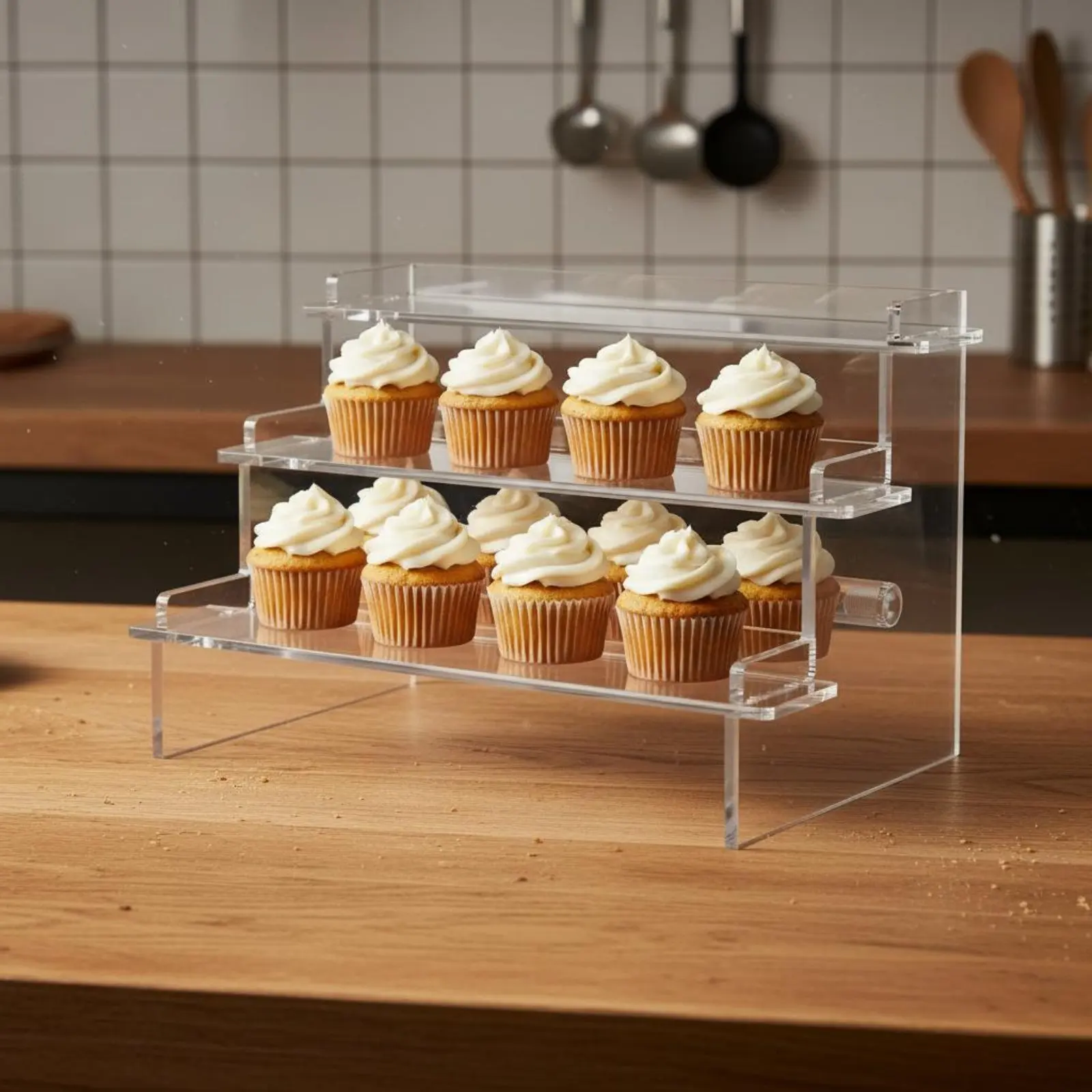 

3-Tier Acrylic Display Stand Space Saving 3 Tier Acrylic Display Riser Transparent Figurine Stand Easy to Clean for Collectors