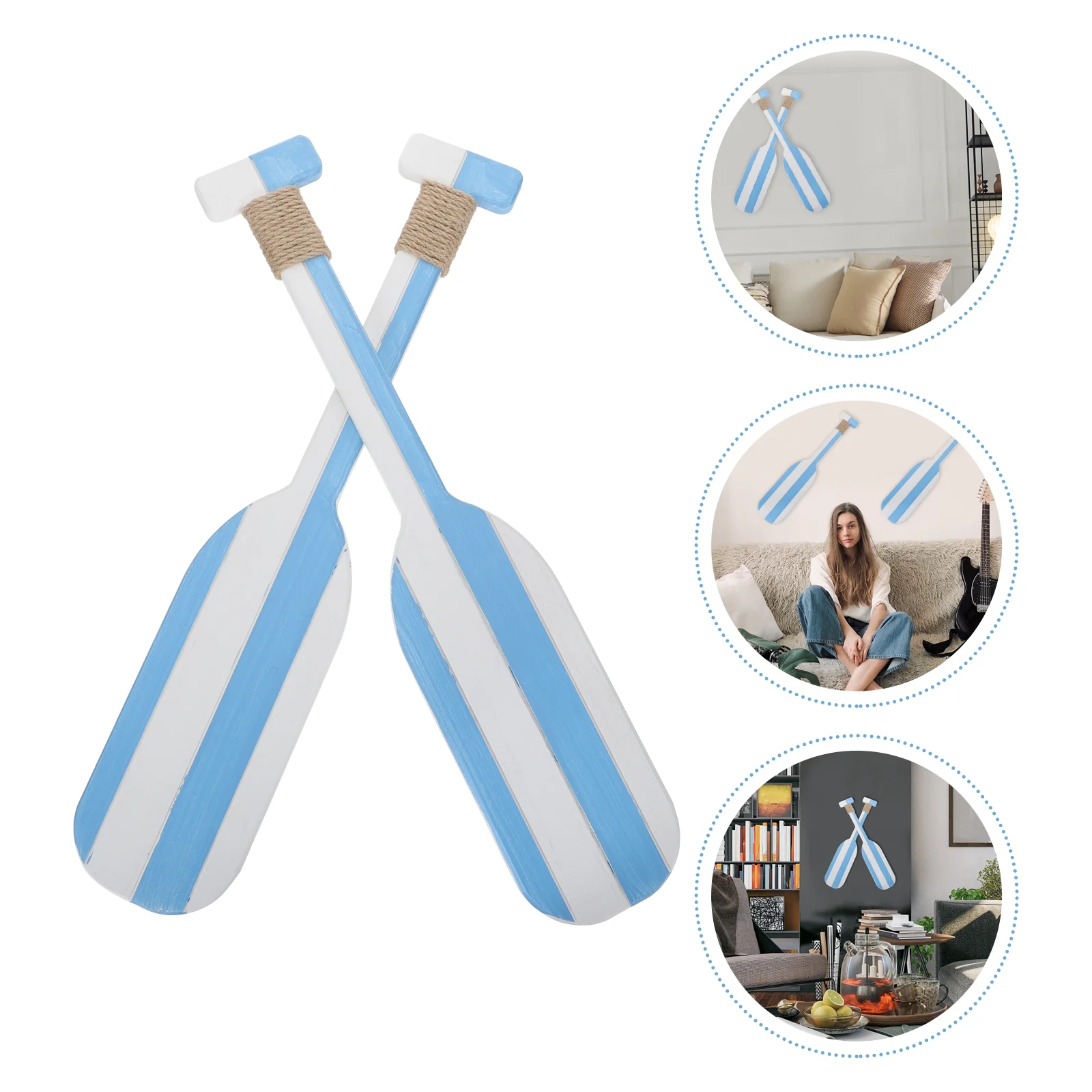 

2 Pcs Wall Hanging Aldult Decoration Paddle Seaside Home Retro 50X10CM Wooden Oar Ornament Ocean Theme