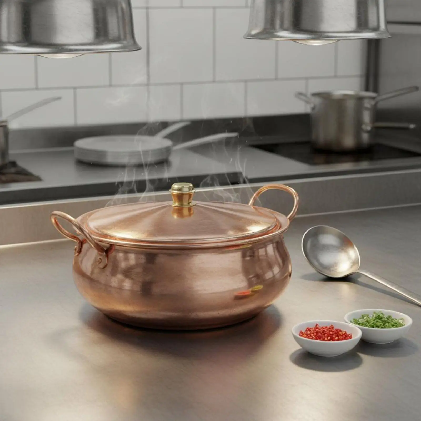 Classic Chinese Copper Hot Pot Stew Cooker with Composite Bottom for Universal Kitchen Compatibility