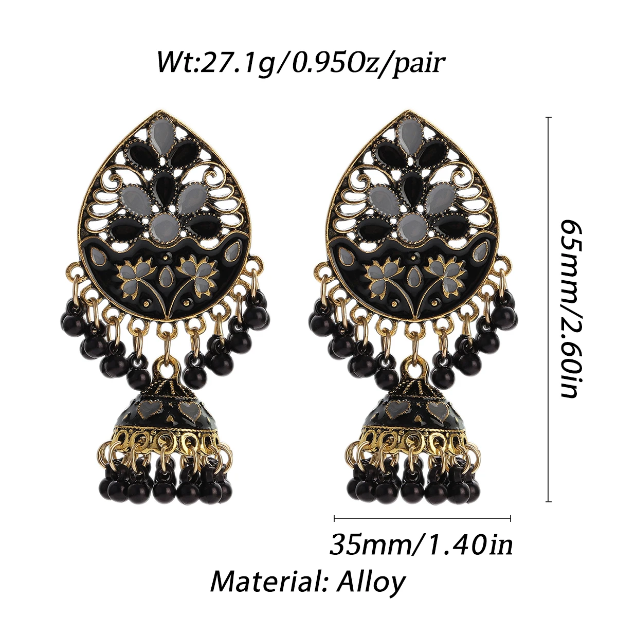 Vintage Fashion Water Drop Dangle Earrings for Women Ethnic Indian Jewelry Blue Flower Tassel Dangling Earrings Jewelry Gift