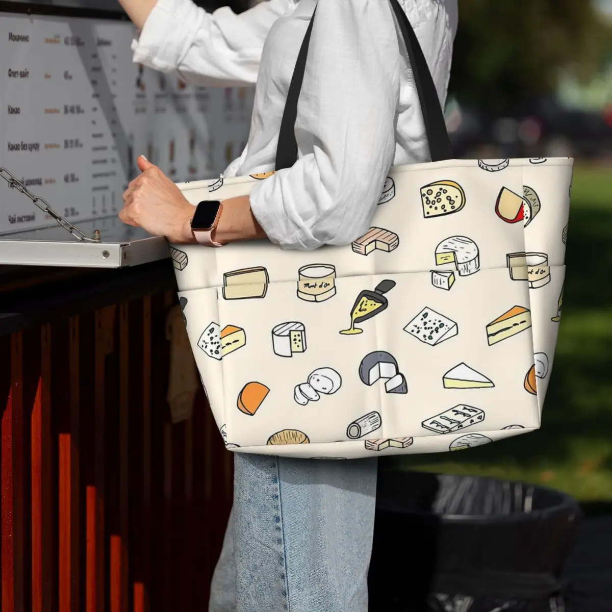 

Cheese Pattern Beach Tote Bag Sport Gym Yoga Duffle Large Tote Bag Women Travel Bag Fitness bag