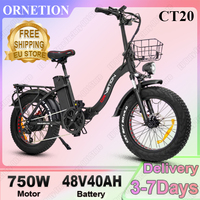 Electric Bike 750W Brushless Motor 48V40AH Dual Battery Oil Brake E-bike 20*4.0 Fat Tire All-terrain Foldable Electric Bicycle