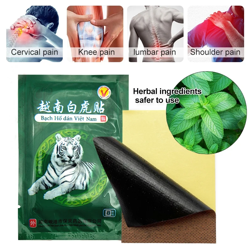 32pcs/4bags Vietnam White Tiger Paste Back Body Pain Relaxation Medical Plaster Joint Pain Patch Killer Body Back Relax Stickers