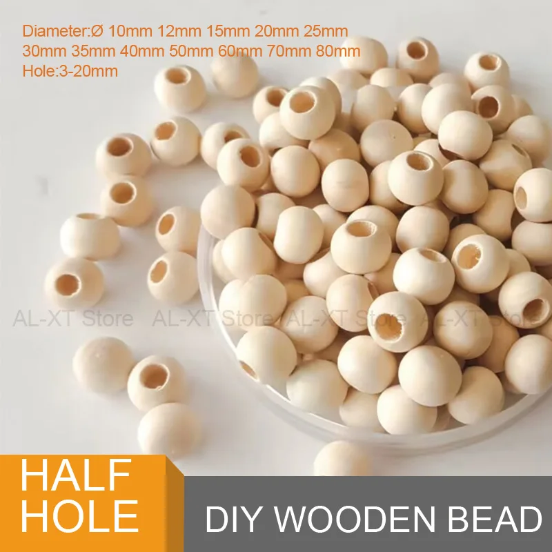 

1-10 шт. наружный диаметр 10-80 мм DIY натуральный шар круглые разделительные деревянные бусины бессвинцовые деревянные шарики свободные шариковые бусины DIY деревянная бусина с половиной отверстия