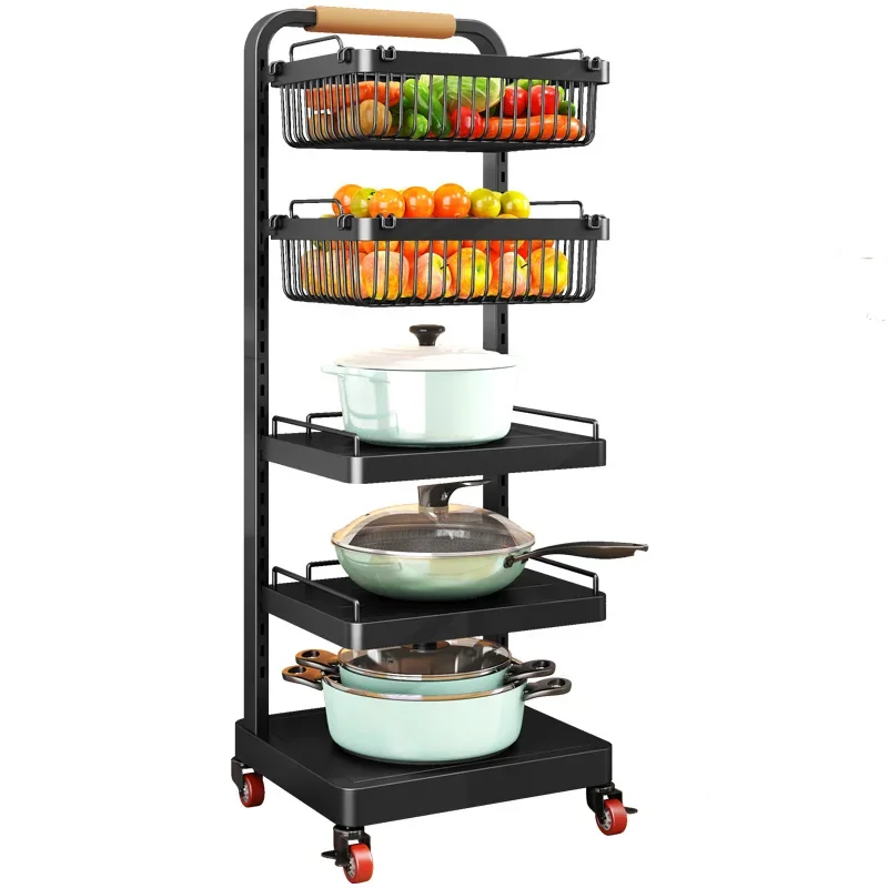 Kitchen pot rack multi-layer storage floor-standing household vegetable pot multi-functional mobile pot storage