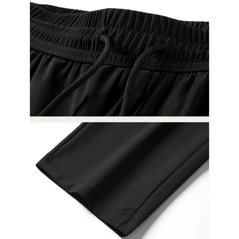 2Pcs Unisex Quick-drying Sweatpants Moisture-wicking Ice Fiber Elastic Waistband Breathable Straight Running Casual Baggy Pants image 6