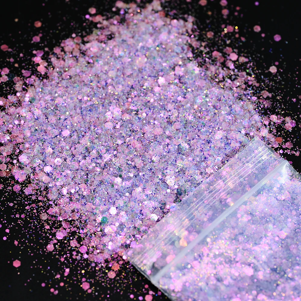 10g/Bag Holographic Hexagon Glitter Nail Tips Laser Sequin Powder Flakes Sparkly Nail Art Decoration Epoxy Resin Filling Glitter