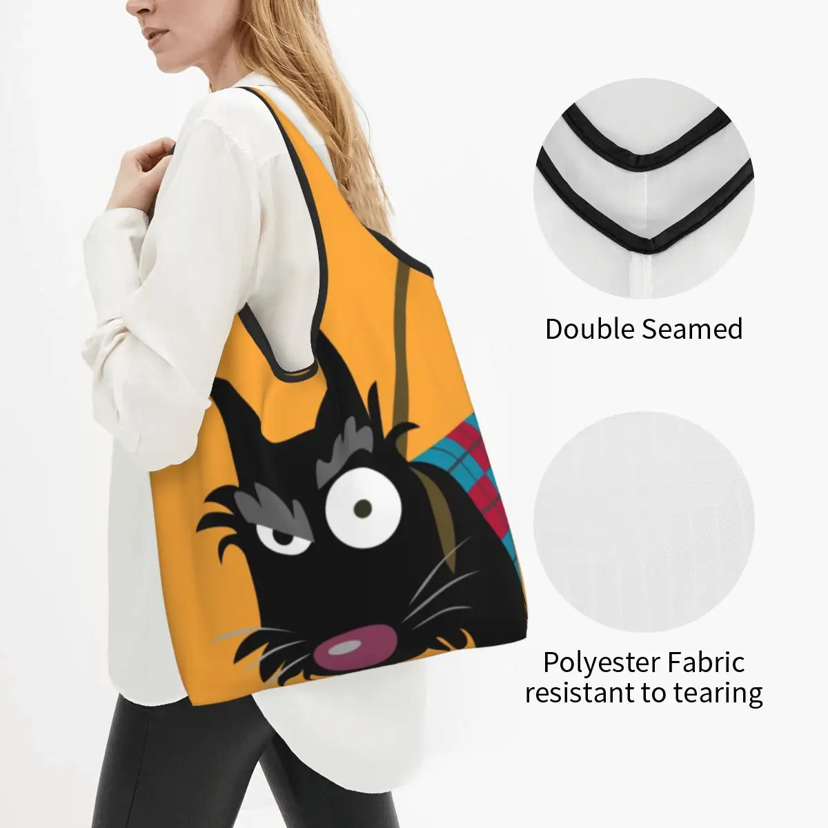 Custom Funny Scottie Eye Shopping Bags Women Portable Big Capacity Groceries Scottish Terrier Dog Shopper Tote Bags