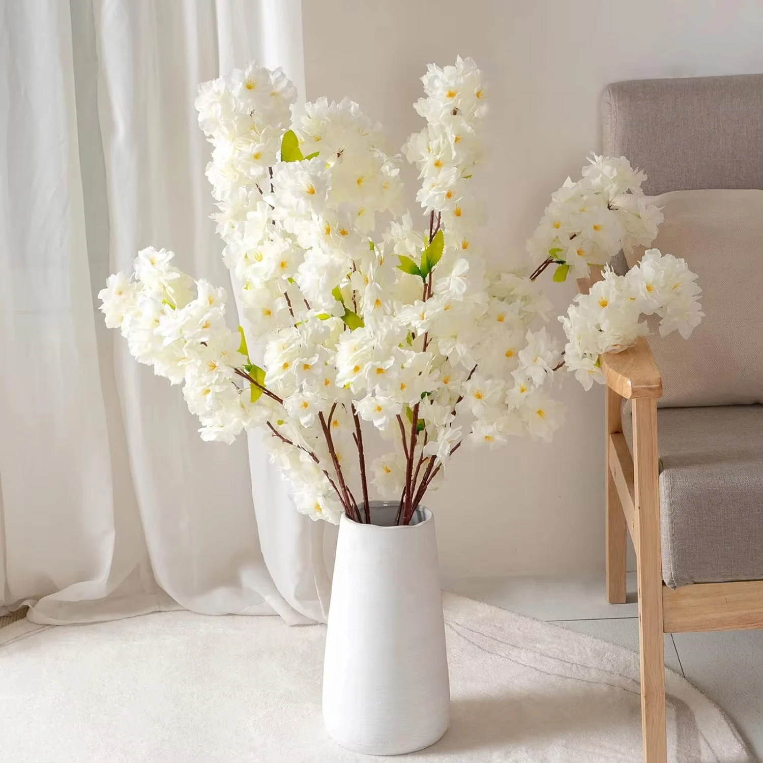 Artificial Flowers Sakura Branches 42 Inch Fake Flowers Sakura Floral Arrangement for Wedding Party Home Decoration