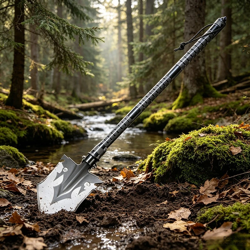 Multifunctional Camping Shovels Outdoor Ordnance Shovel Foldable Engineer Shovel Aluminum Alloy Antislip Rod Outdoor Tools